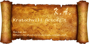 Kratochvill Acicét névjegykártya